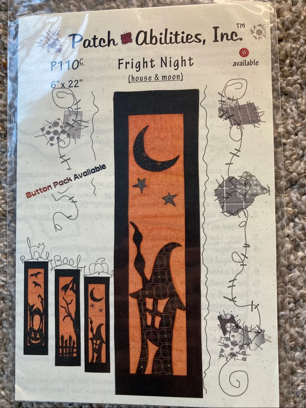 Bundle of 6 Patch Abilities Vintage Halloween quilt patterns door hangers NIP